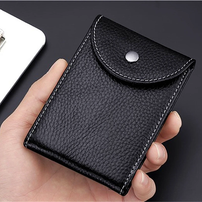 PU Men's Multi-function Card Holder with Snap Large Capacity Driver's License Holder Multi-card Slot Open Credit Card Wallet