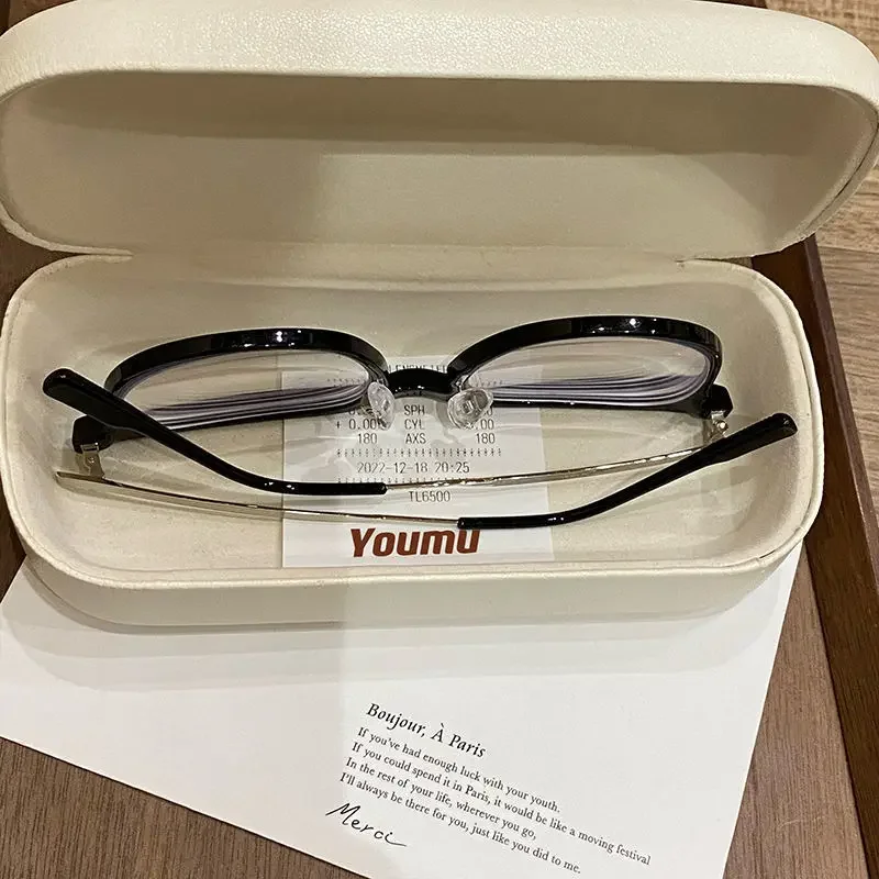 0 ~ -6,0 Myopiebrille Blaulichtbeständige flache Brille Ovale Harzlinsen Herren Computer Optische Brillen Unisex – Detail 7