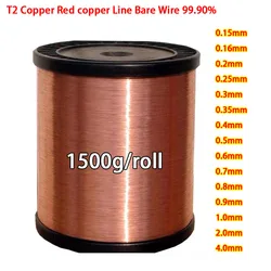 1500g/roll Diameter 0.15mm/0.3/0.4/0.5/0.6/0.8/1/1.2/1.5/1.8/2/2.5/3/4 mm Copper line T2 Copper Red copper Line Bare Wire 99.90%