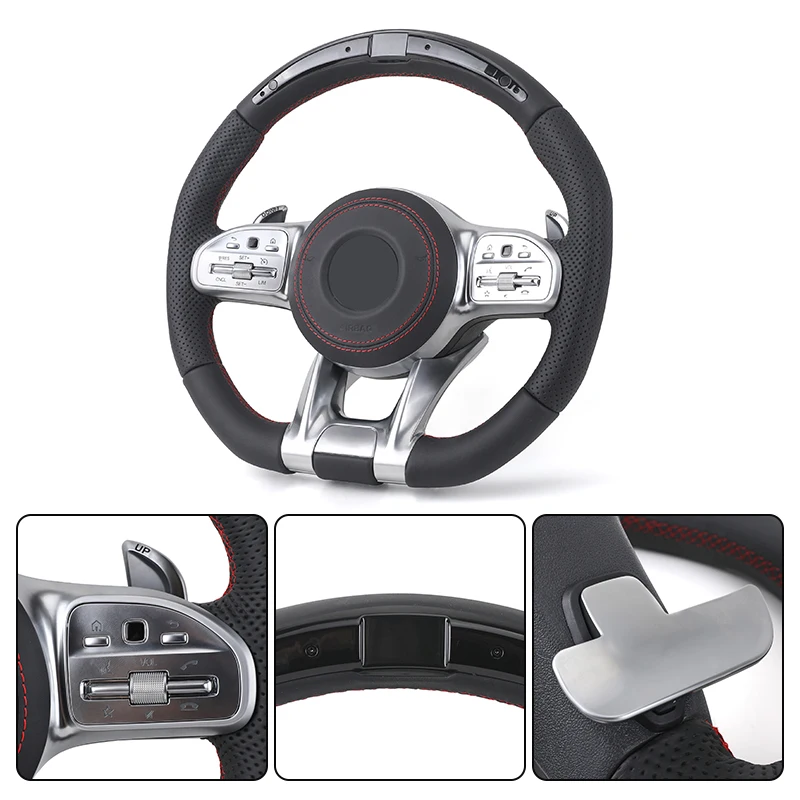 With Led Display Volant Lenkrad Sport Leather Steering Wheel For Mercedes Benz C217 W209 W204 W205 W206 W207 Coupe C63s C63 AMG