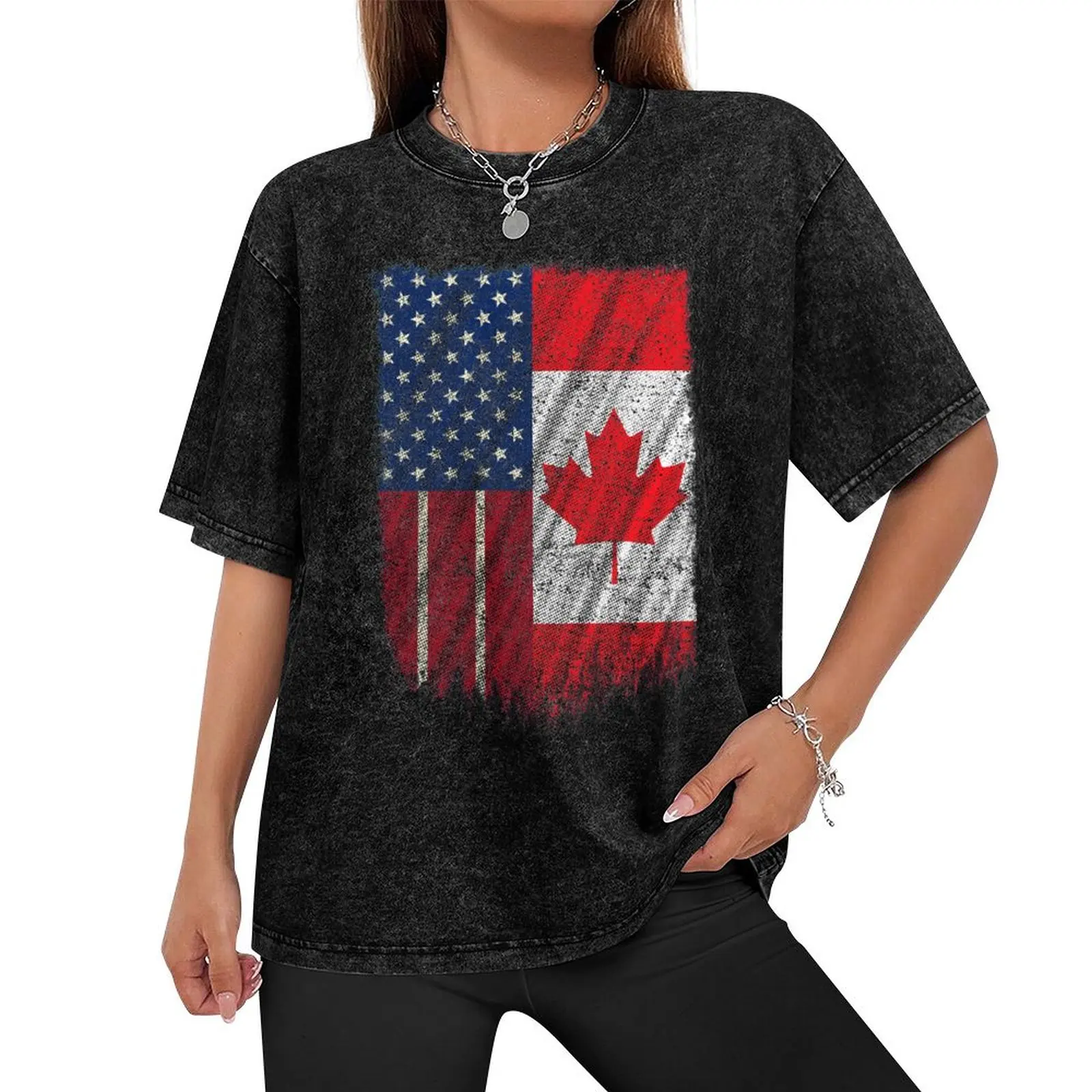 American Canadian Flag Tshirt Thanks Canada USA Friendship T-Shirt plus sizes mens designer t shirt