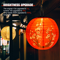 LED Solar Lantern 30cm Outdoor Solar Lanterns IP65 Waterproof Chinese Traditional Hanging Lanterns Nylon Colth for Garden Porch