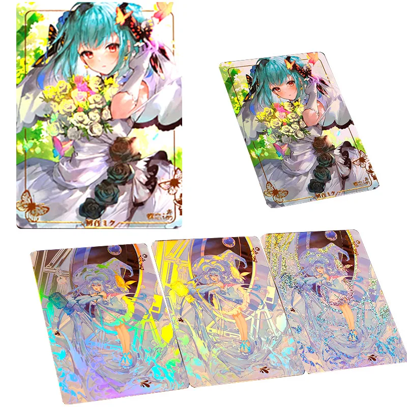 1Pcs/setAnime Characters Hatsune Miku Butterfly Love Flower Diy Homemade Flash Card Christmas Birthday Gift Collection Card Toys