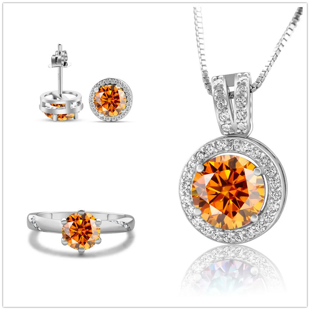 3/4CT D Color Moissanite Fine Jewelry Set 925 Sterling Silver Luxury Ring Necklace Earrings Fairy Jewelry Women Gift For Wedding
