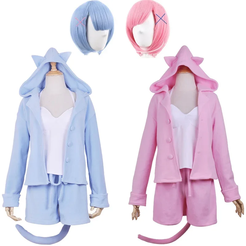 

Re:Life in a different world from zero Cosplay Rem Ram Sexy Cat Ear Ver Costume Women Girls adult Anime Re zero Cosplay Pajamas