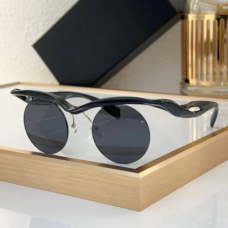 

9965 Simple and stylish personality sunglasses, wavy frame sunglasses ultra-light round sunglasses