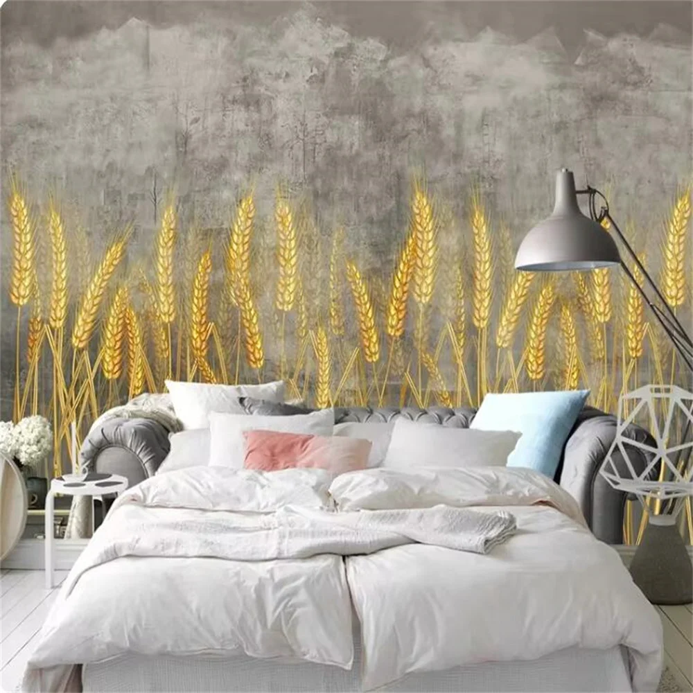 Custom Wallpaper 3d Mural Vintage Oil Painting Golden Wheat Field TV Sofa Background Walls Decor Living Room Bedroom Home Decor