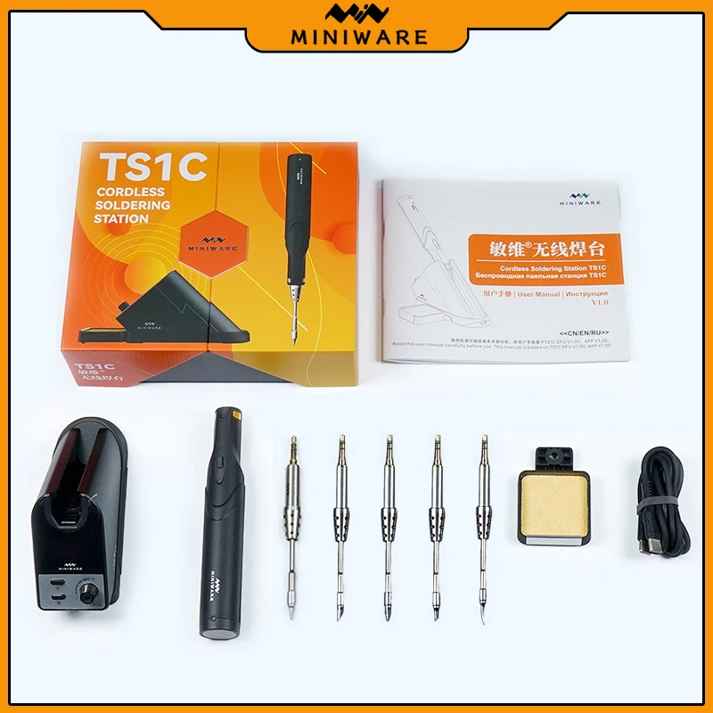 Original TS1C Cordless Soldering Station 45W Power Supply Portable SMD PGA Rework Station Soldering Iron Tool Set