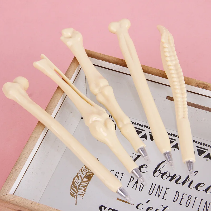 Creative Bone Shape Ballpoint Pen Realistic Skeleton Design Plastic Pen Novelty Funny Stationery For Office School Gift