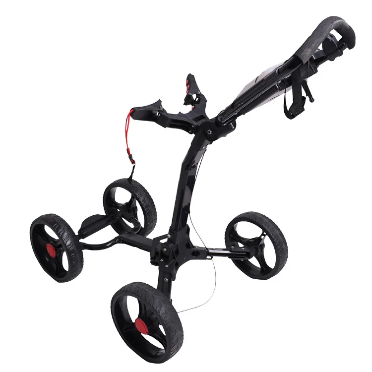 Hot Selling Aluminium Lichtgewicht Golf Push Pull Cart 4 Wielen Duw Golftrolley Met Rem