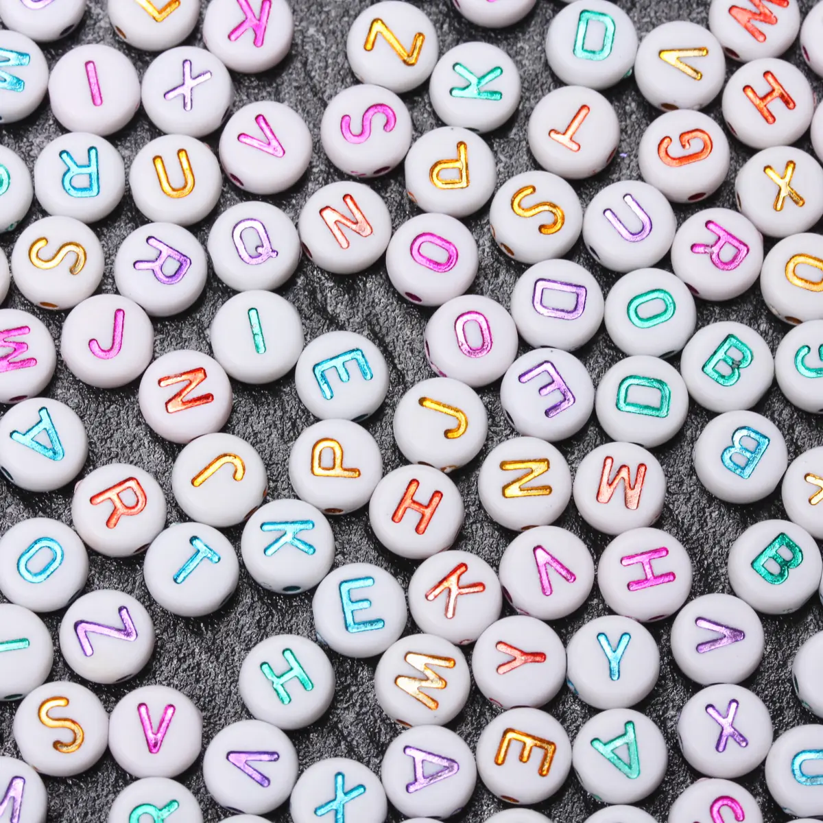 500g/pack 6.5mm  Acrylic Mixed Color A-Z Letter Beads  DIY For Handmade Bracelet Necklace Keychain Making Material Wholesale