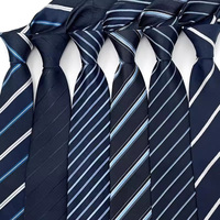 NEW 8cm Tie for Man Tie Luxury Striped Stripes Blue Navy Business Neck Tie Suit Cravat Wedding Party Necktie Men Gift