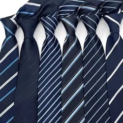 NEW 8cm Tie for Man Tie Luxury Striped Stripes Blue Navy Business Neck Tie Suit Cravat Wedding Party Necktie Men Gift