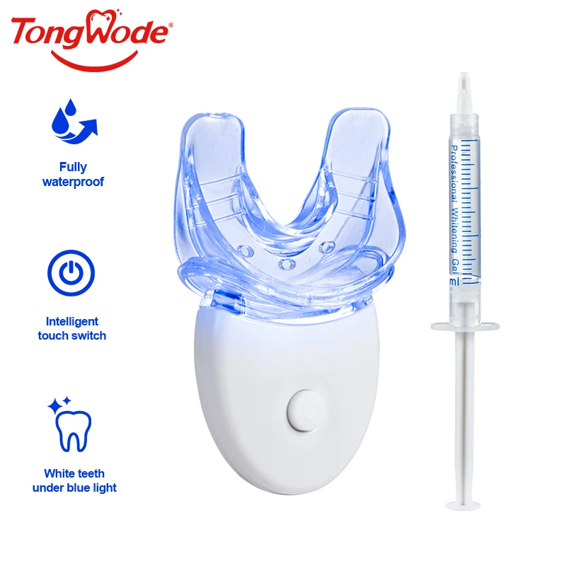 Battery Teeth Whitening LED Light With Gel Pen Home Use Portable Mini Tooth Whitening Light Blue Red Mini Light Brighten Teeth