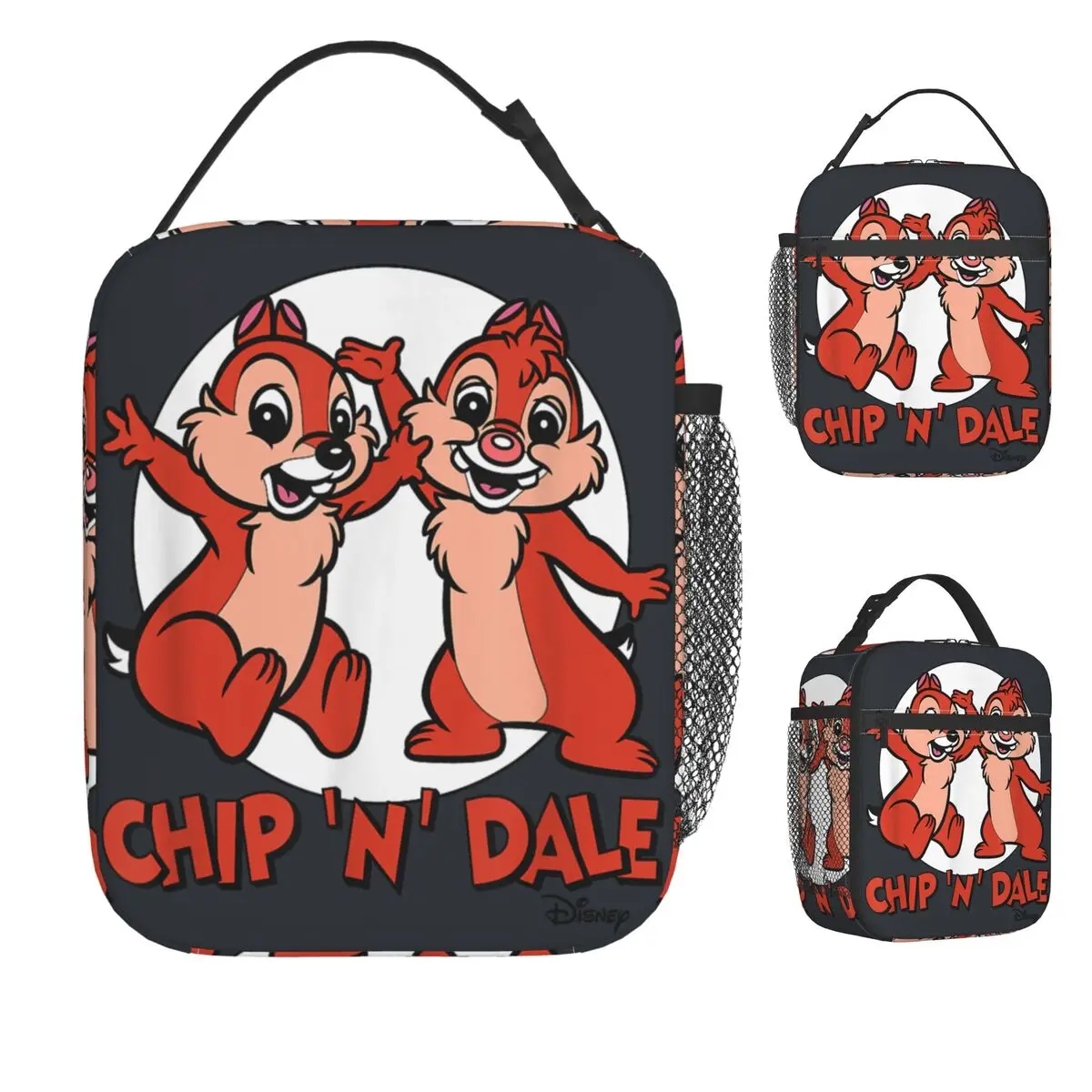 

Chip 'N Dale Rescue Rangers Lunch Bag Portable Zipper Lunch Box Picnic Graphic Cooler Bag Vintage Waterproof Tote Food Bags