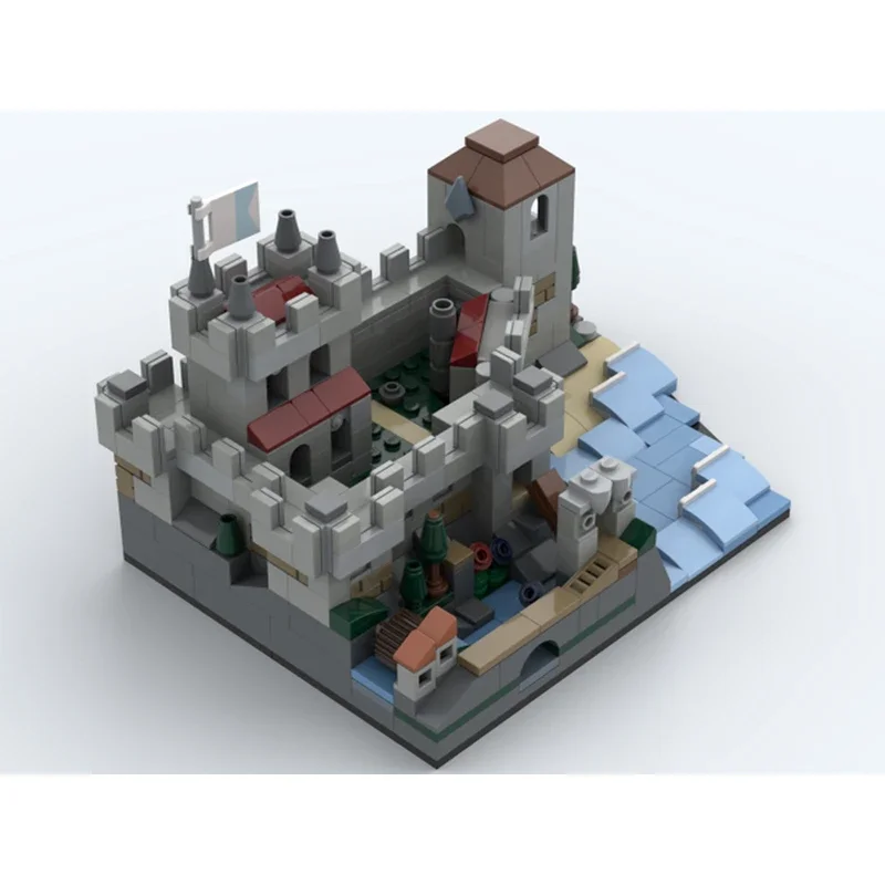 familievriendelijke microschaal kasteelbouwpakket bakstenen mini middeleeuwse landschapsblokken architectonische moc-bouw klocki uniek