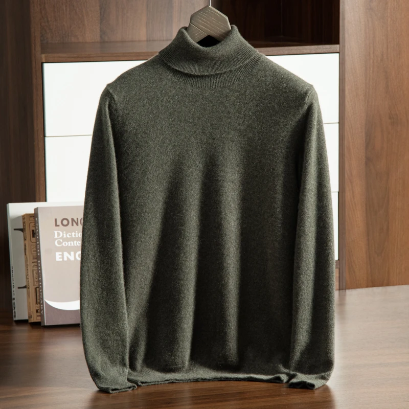 ZOCEPT Winter Men Pure Cashmere Turtleneck Sweater High Quality Knitwear Warm Clothing Long Sleeve Fashion Pullover Pull Homme