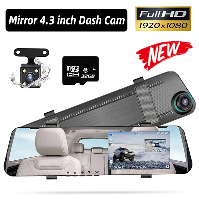 Car DVR WIFI 1080P Video Recorder Dash Cam for Cars Rear View Camera 4.3Inch Night Vision Car Camera Black Box Car Assecories