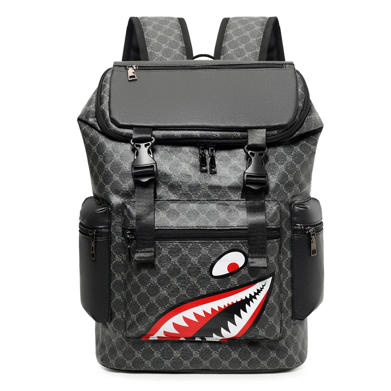 Men's and women's personalized shark-mouth backpack high-capacity travel backpack computer business backpack