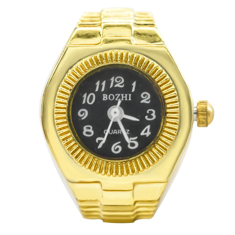 The New Best-Selling Ring Watch Features A Creative Golden Alloy Case With Fingers And A Round Dial For Couples And Men