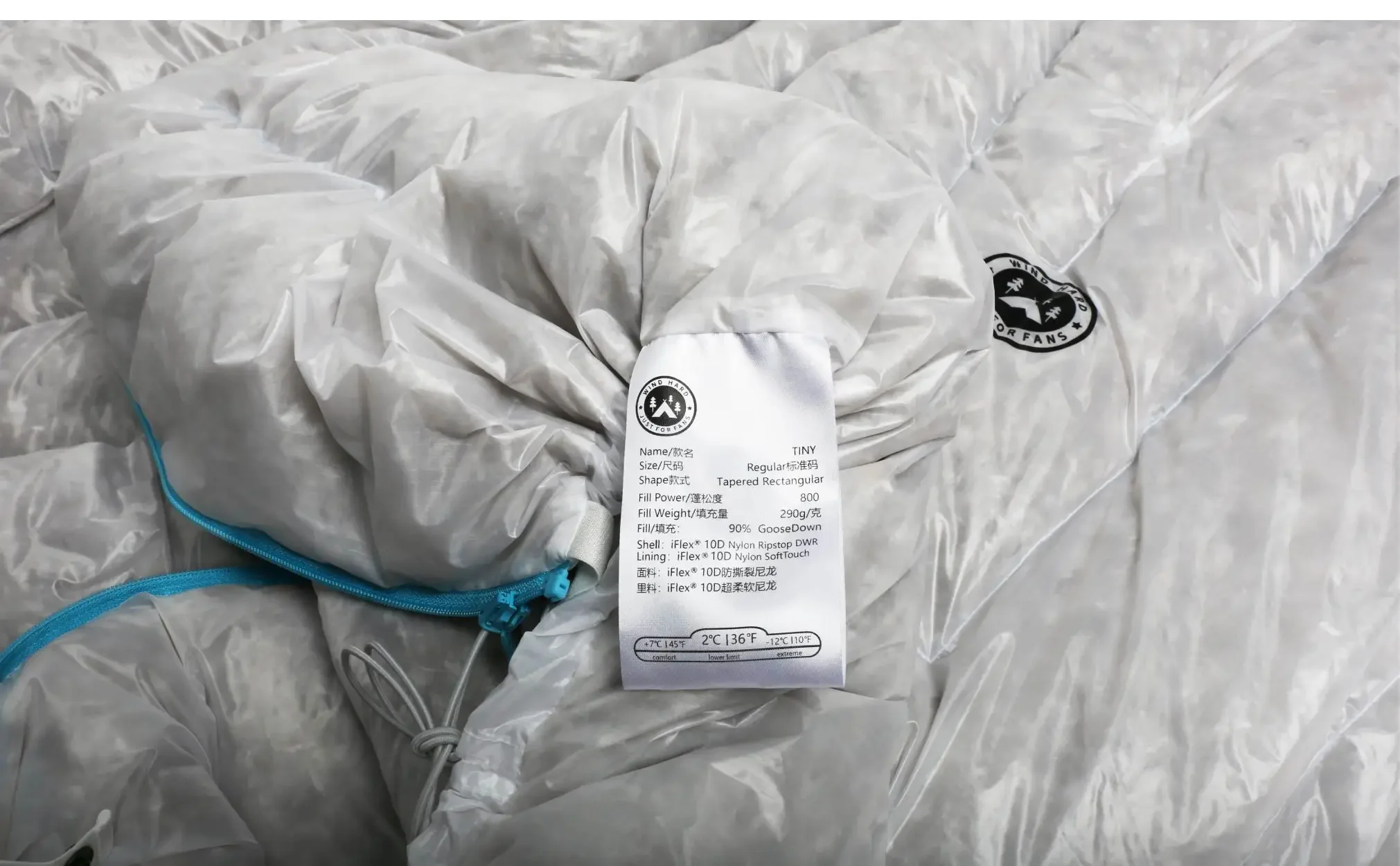 AEGISMAX Wind Hard Tiny Wearable 800FP Gänsedaunenschlafsack Ultraleichte Camping-Steppdecke-Hängematte – Detail 7