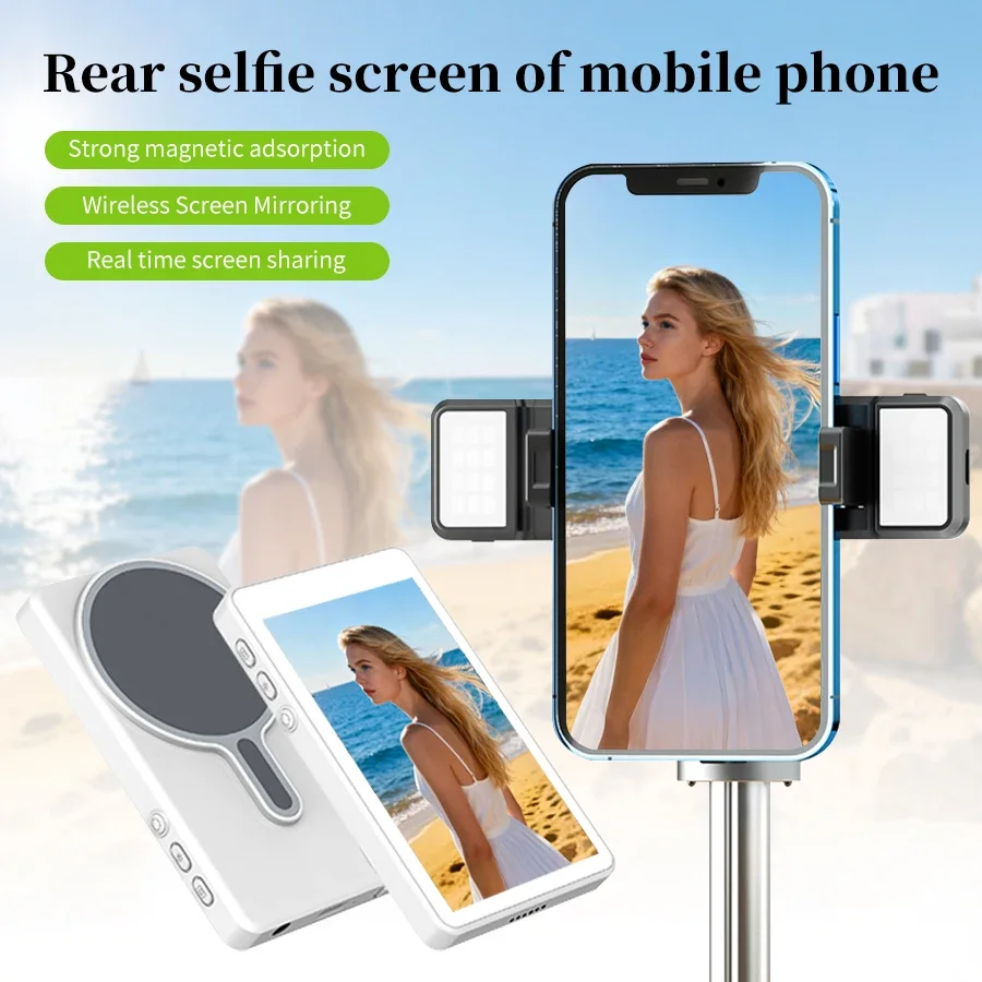 Magnetic Phone Back Vlog Selfie Monitor Screen Live Stream Camera Compatible with iPhone & Android