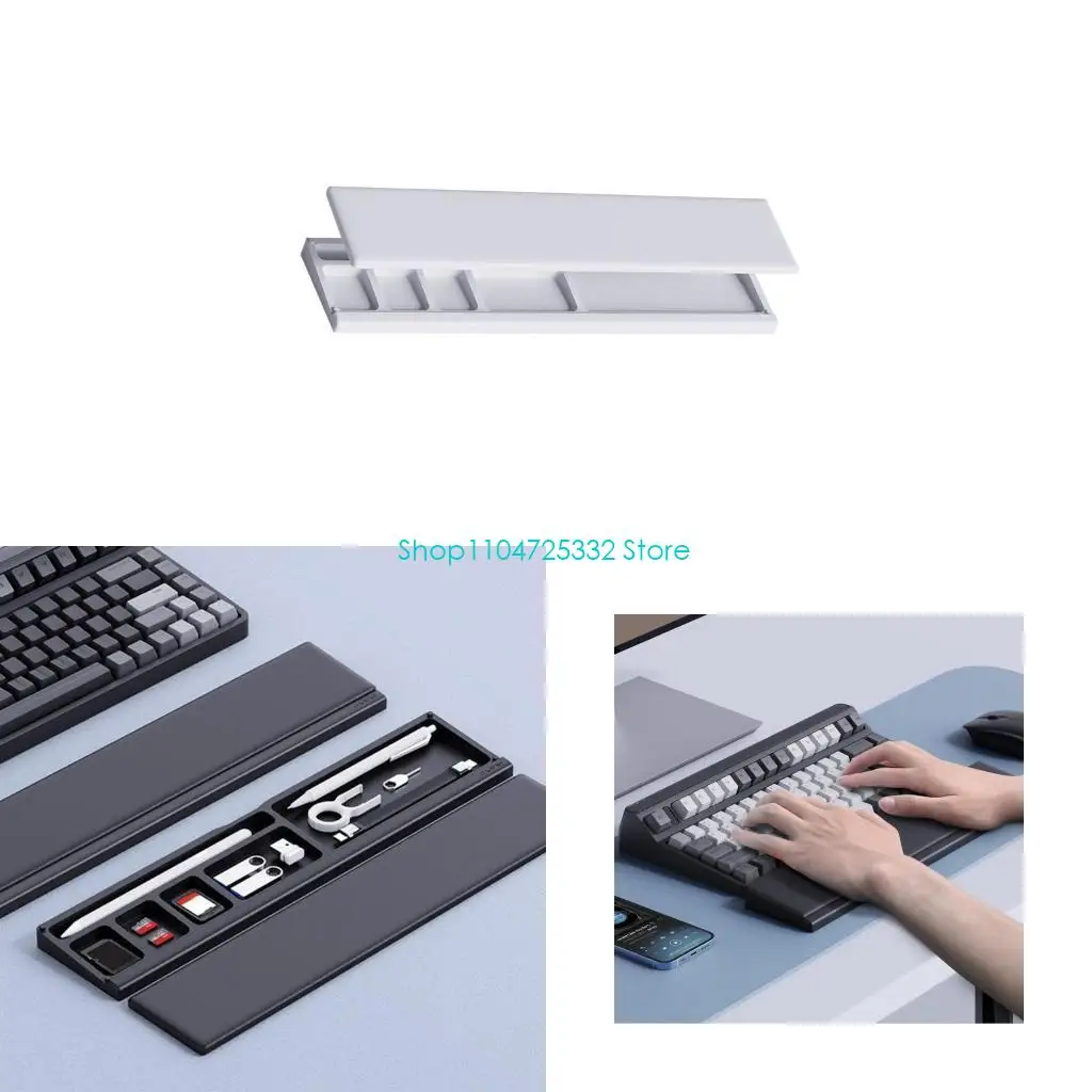 

P5EA Keyboard Wrist Rest Pad Ergonomic Support Desktop Storage Box Easy Typing Pains Relief Wrist Rest for Office Home