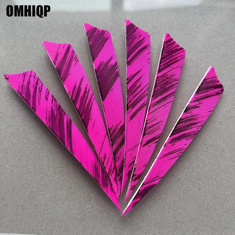 50Pcs 4inch Archery Arrow Feather Pink Ink Design Natural Turkey Plumes Shield Cut Right Wing Left Wing Traditional Fletching