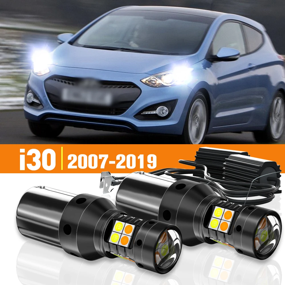 

2x LED Dual Mode Turn Signal+Daytime Running Light DRL For Hyundai i30 2007-2019 2008 2009 2010 2011 2012 Accessories Canbus