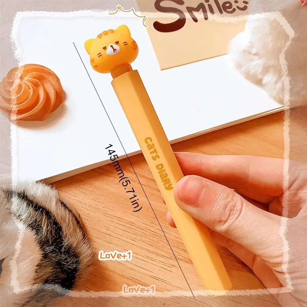 Bolígrafo de Gel de gato bonito Kawaii creativo, bolígrafo de gatito bonito y estético de dibujos animados, bolígrafo de escritura de 0,5mm para escuela