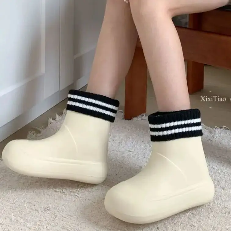 Solid Big  Men Women Outdoor Tide Non-slip Waterproof Rain Warm Hundred Couple Removable Lining Ski Boots