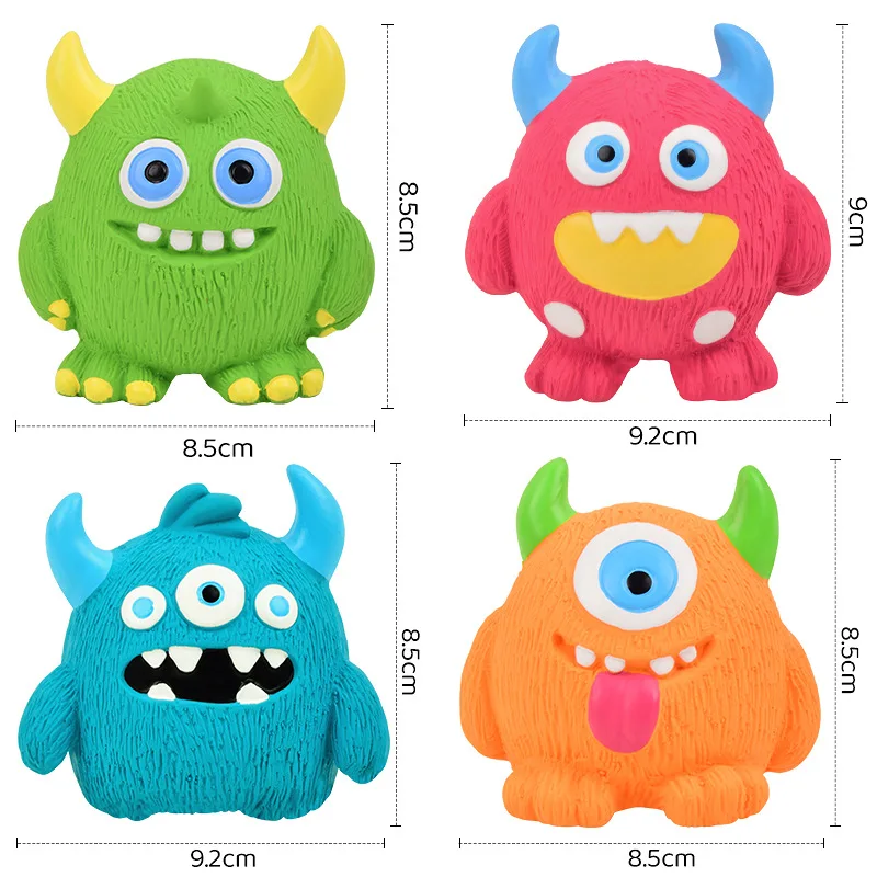 Hundekau-Spielzeug Quietschender Ball für Haustiere Zahnpflege Cartoon-Monster Gummi-Latex Interaktives Trainings-Spielzeug für Welpen und Hunde – Detail 2