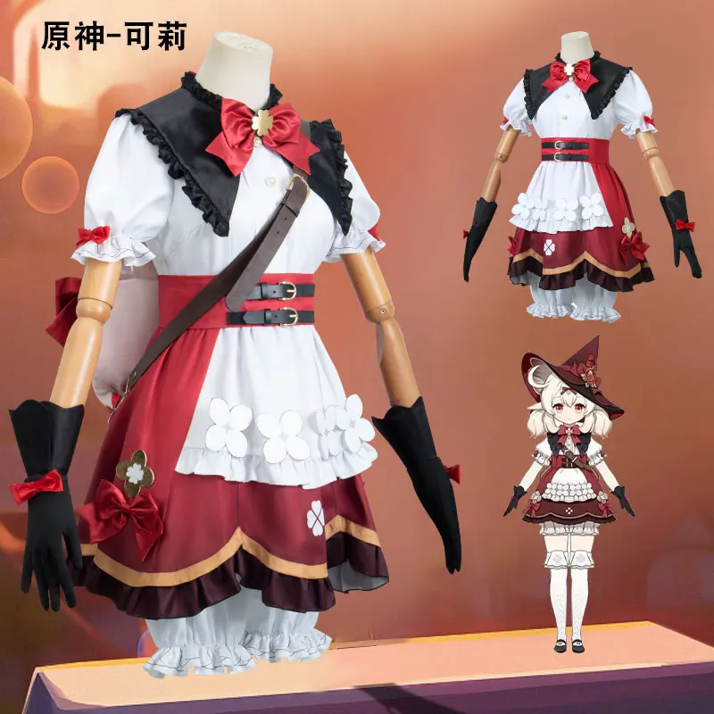 Genshin Impact Klee Cosplay Costume pour femmes et filles, robe d'Halloween