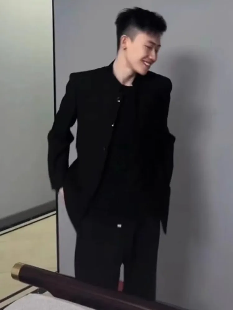 

New Chinese Sle Men's Jaet Coat Haome Zhaoanhe Spring Autumn Full Set Formal Wear Top Trendy Loose Polyester Youth F...