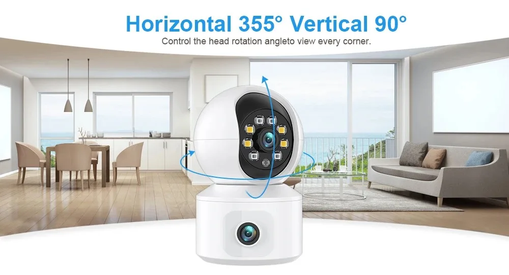 iCsee APP Bluetooth Wireless 6MP  Dual Lens  PTZ IP Dome Camera AI Humanoid Detection Full Color Security CCTV Baby Monitor
