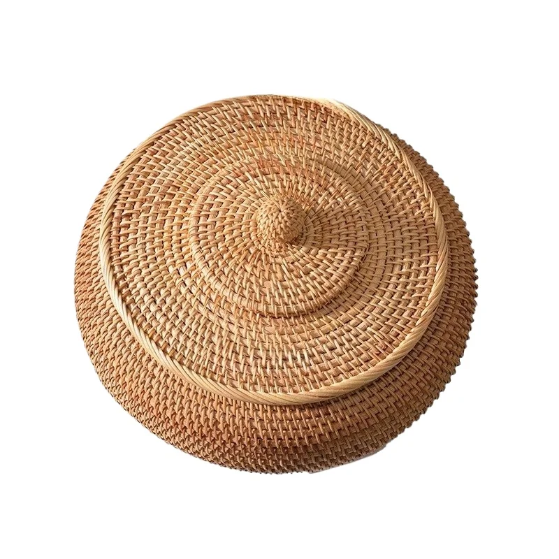 Autumn‑Rattan Hand‑Woven Tea Canister, Storage Box for Puer Tea Tuo Cha Loose Tea, Snack Candy Storage Container