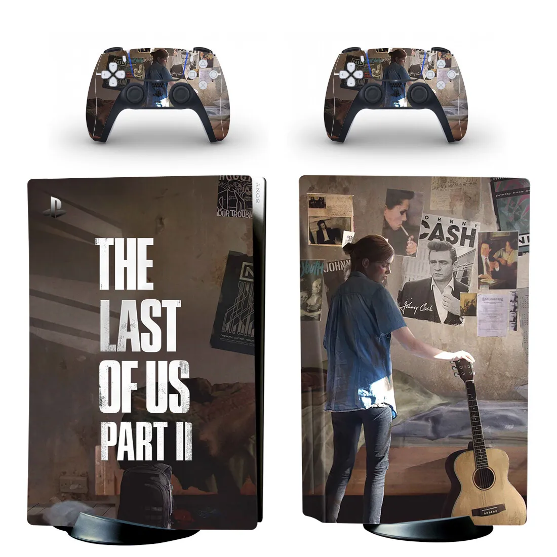 ملصق جلدي لإصدار قرص PS5 من The Last Of Us لوحدة التحكم Playstation 5 و2 وحدات تحكم ملصق جلود واقية من الفينيل طراز 5