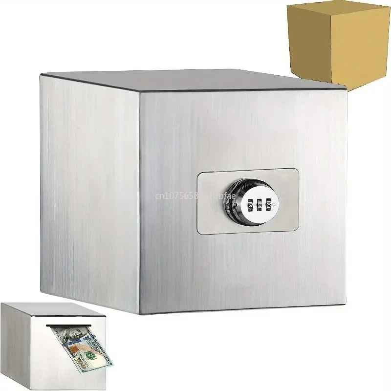 Combinação Lock Stainless Steel Piggy Bank, Decoração de casa segura, presente de férias durável, brinquedo infantil, requintado