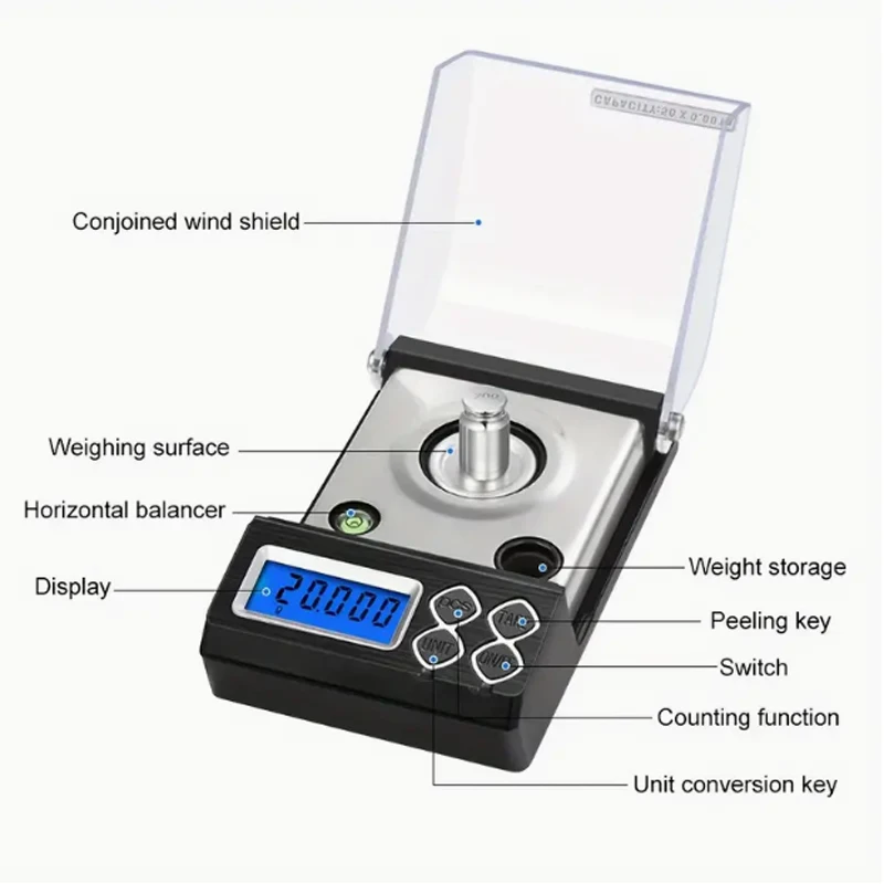 1pc Scale Digital Jewelry Scale 0.001g Scales Precision Weight Digital Scale Food Scale Kitchen Scale Food Scales Kitchen Utens