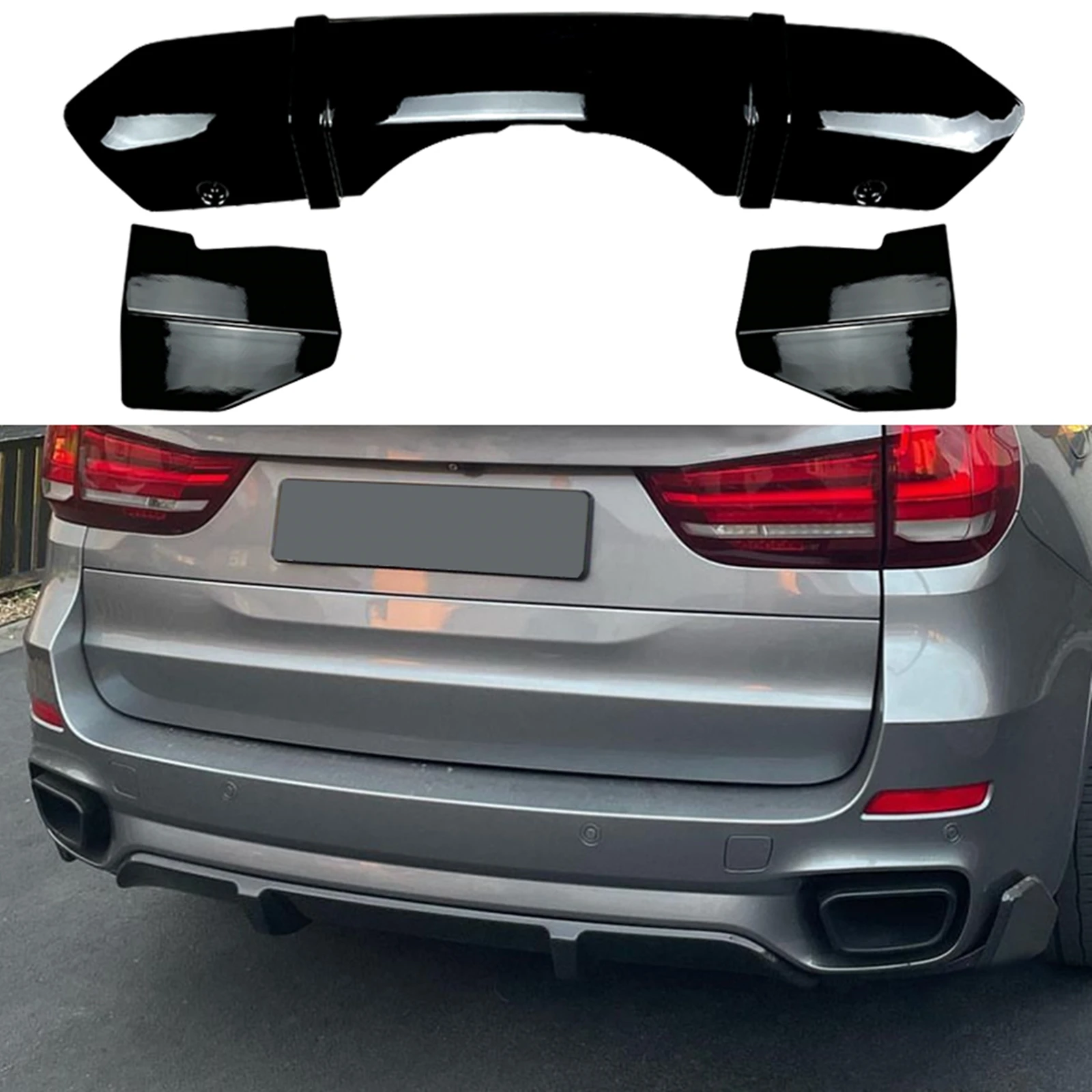 

Rear Bumper Diffuser Lip Carbon Fiber Look/Gloss Black Spoiler Splitter Plate For BMW X5 F15 M Sport 2014 2015 2016 2017 2018