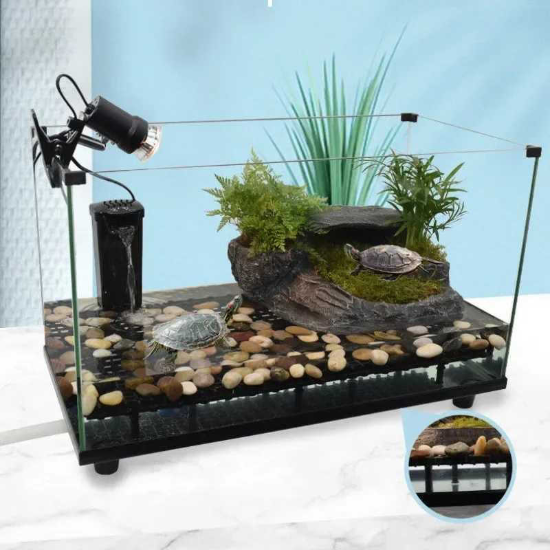 

Tank Living Room Fish Tank Glass Jar Separation Ecological Hairtail Turtle Co-Raising Turtle Jar Small Fish Tank