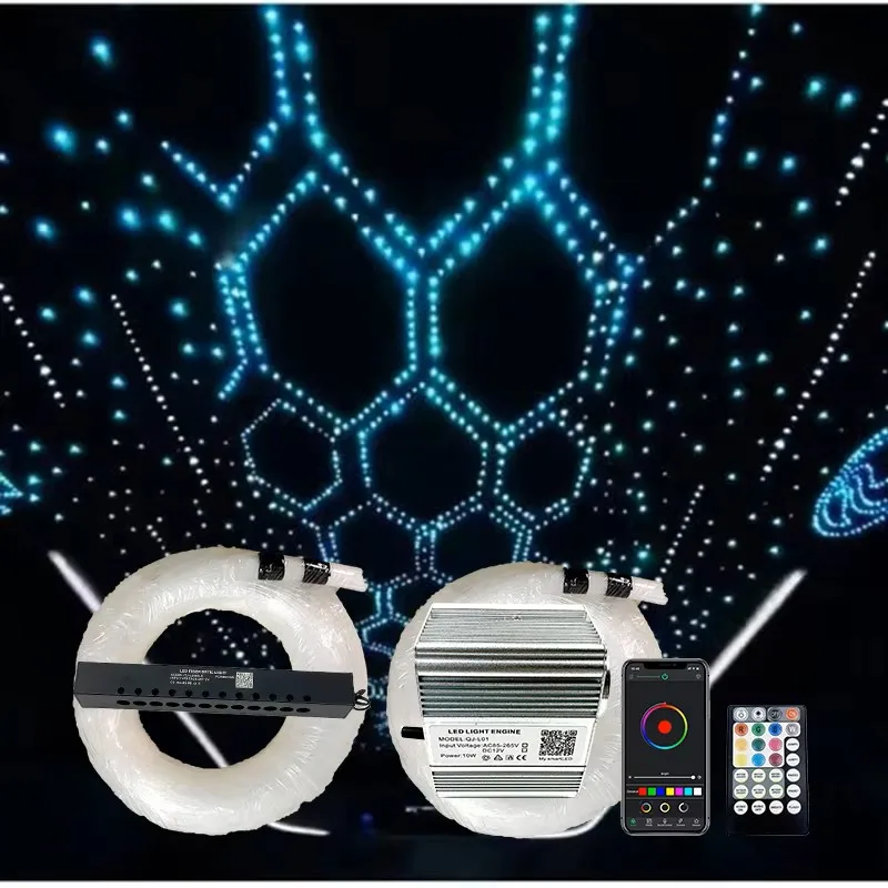 new Twinkle RGBW Fiber Optic Star Light Kit app Car Roof Starry Meteor sky Ceiling Shooting LED Combination lamp Cable Effect