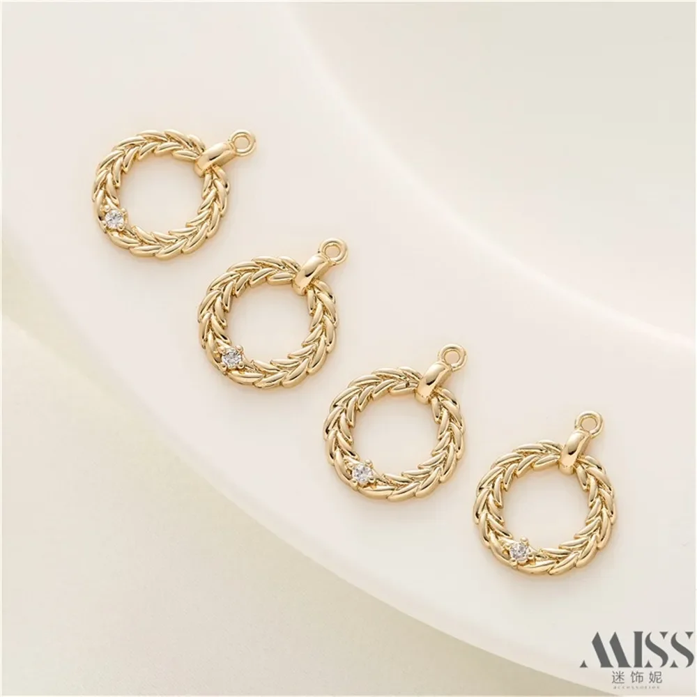 14K الذهب ملفوفة الحفاظ على اللون الزركون القمح الأذن قلادة عصابة DIY بها بنفسك اكسسوارات اليدوية سوار قلادة مجوهرات حلية قلادة