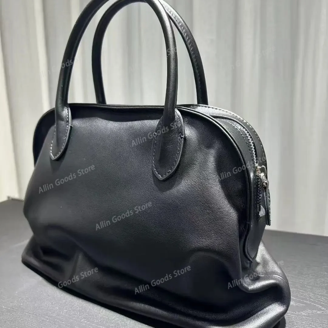 Genuine Cowskin Leather Mini Shell Tote Bag for Women, Luxury Designer Shoulder Handbag, Fashion Daily Purse