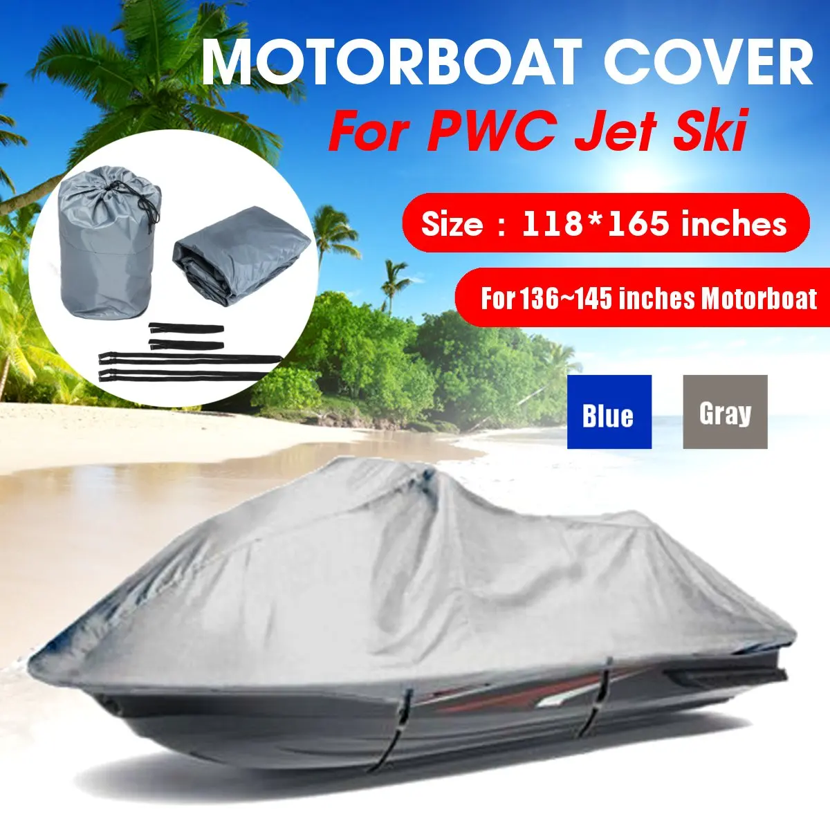 Waterproof 4.2x3m 210D Oxford cloth Trailerable boat cover jet ski outboard motor Hood Cover  Engine Protector