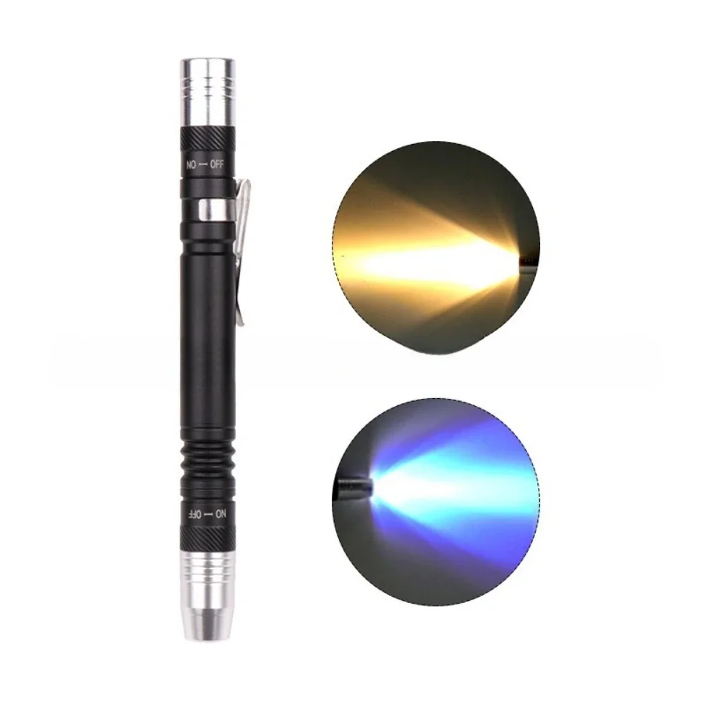 

Portable LED Flashlight Mini Yellow-purple Light Multifunctional 395nm Ultraviolet Torch White-Purple Pen Lamp Bedbug Detection