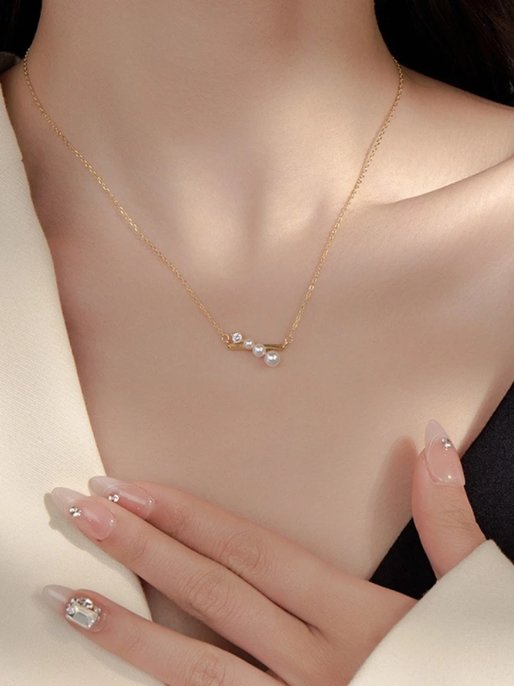 التوازن شعاع الصليب قلادة مزاجه تقليد اللؤلؤ حساسة سلسلة الترقوة ركاب تنوعا