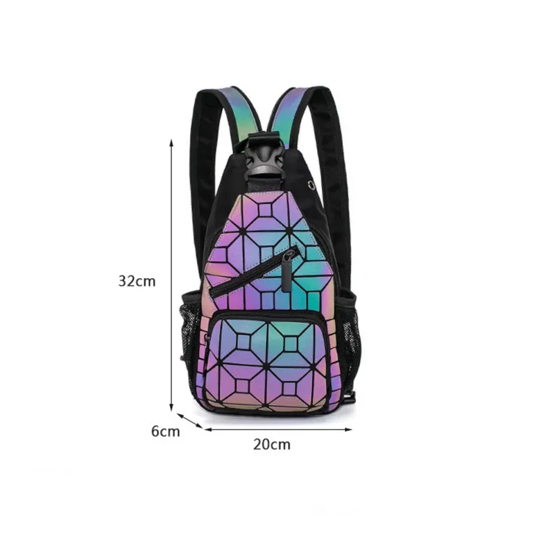 Holographic BagFemale Chest Bags Women bag With Headphone Hole Geometric Luminous Crossbody Bags for women 2024 Bagpack travel