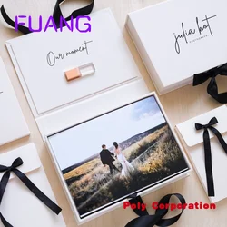 Custom 4*6 5X7 6*8 polegada imprime Linho de papel especial Casamento Foto Album Photo Box USB Flash Drives Gpacking caixa para pequenas empresas