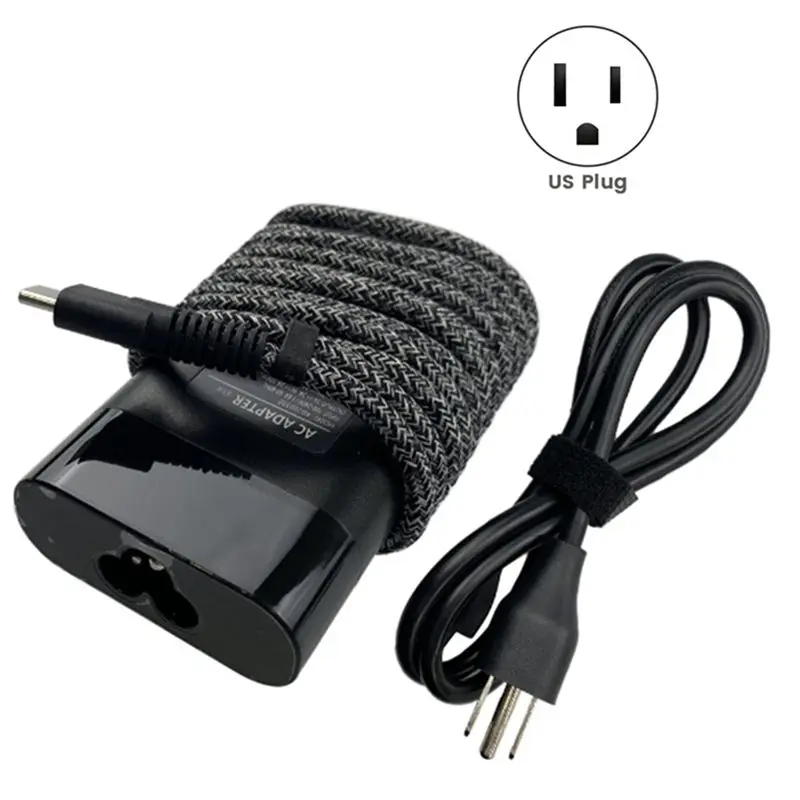 New AC240V Slim 65W USB C Charger, for EliteBook Chromebook Fast Charging Type C Laptop Power Adapter US Plug